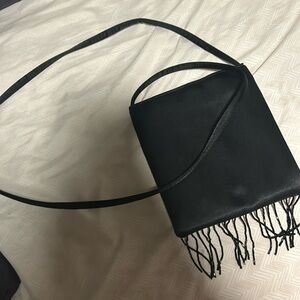 XOXO Black Satin Fringed Evening Bag